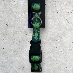 Perri's Dog Collar Black And Green UFO Alien Adjustable Size Small